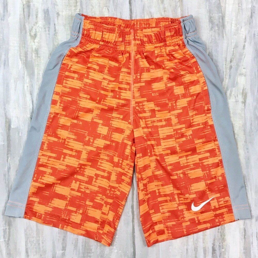 NIKE Dri-Fit Athletic Training Shorts Orange Print